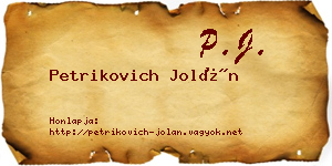 Petrikovich Jolán névjegykártya