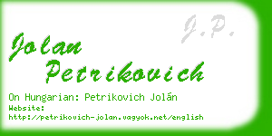 jolan petrikovich business card