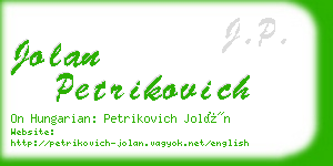 jolan petrikovich business card